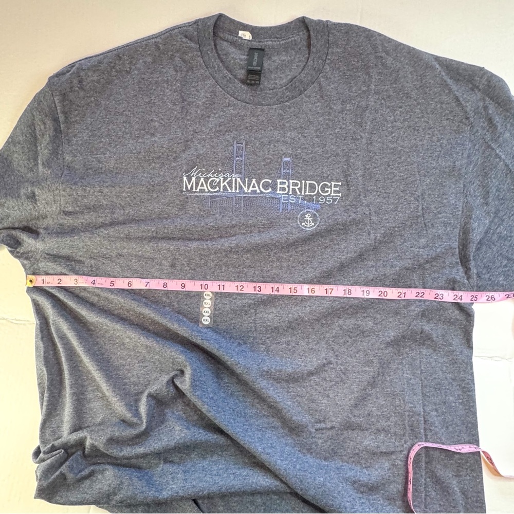 Michigan Mackinac Bridge Graphic Tee 2XL Heather Gray Travel Shirt - Picture 7 of 8
